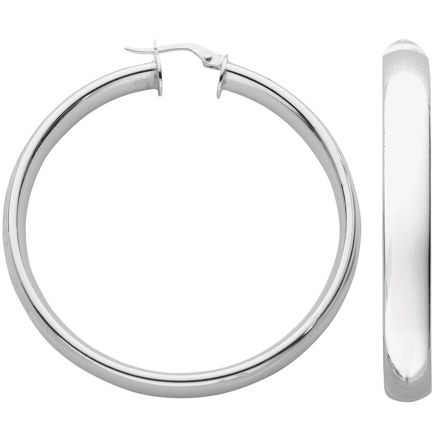 925 Sterling Silver D Shaped Hoop Earrings