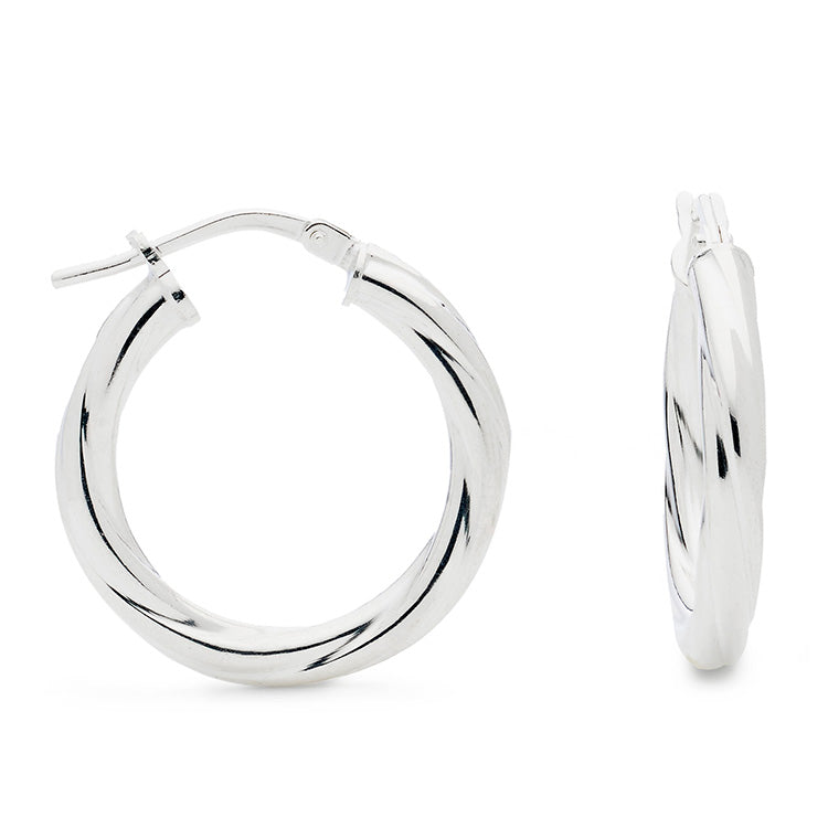 925 Sterling Silver 21mm Twisted Hoop Earrings