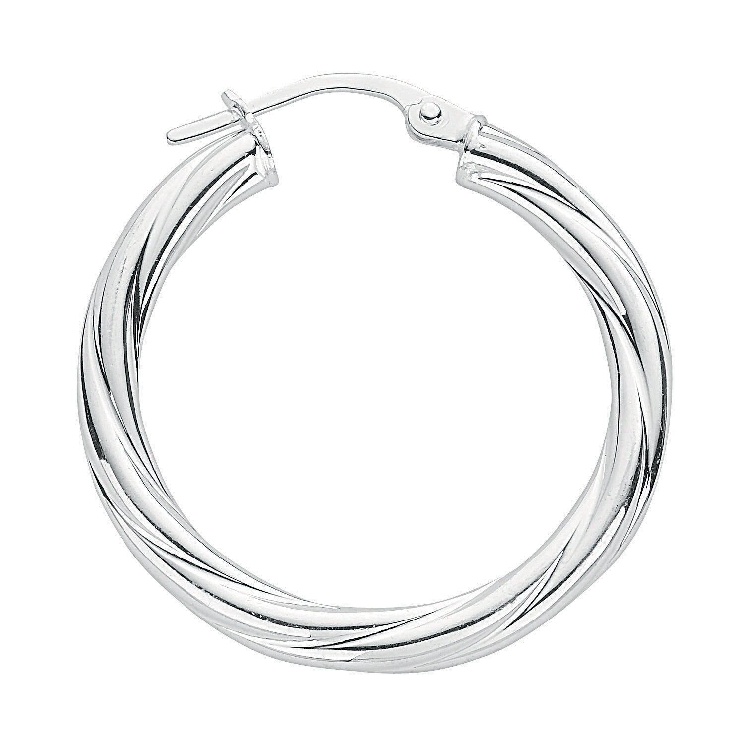 925 Sterling Silver 26mm Twisted Hoop Earrings