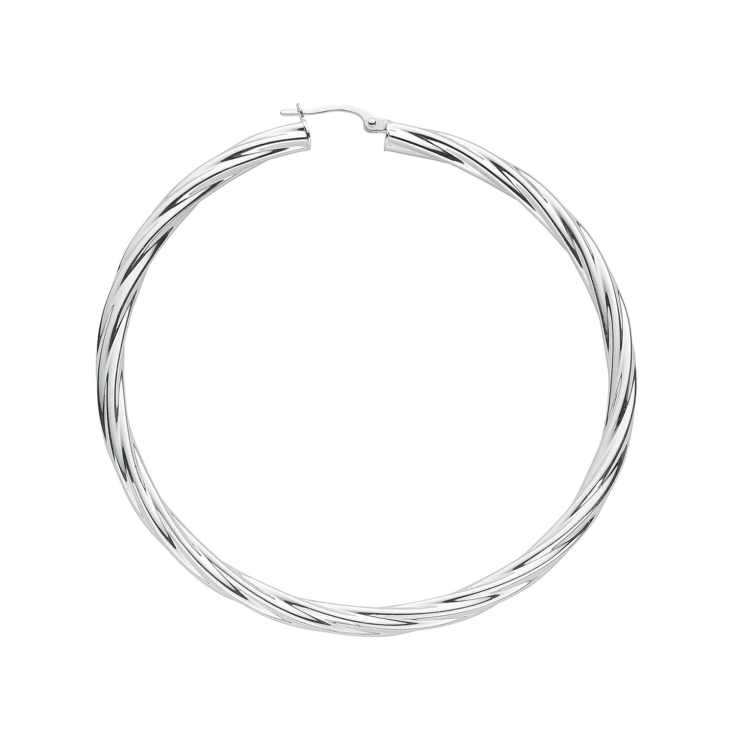 925 Sterling Silver 46mm Twisted Hoop Earrings