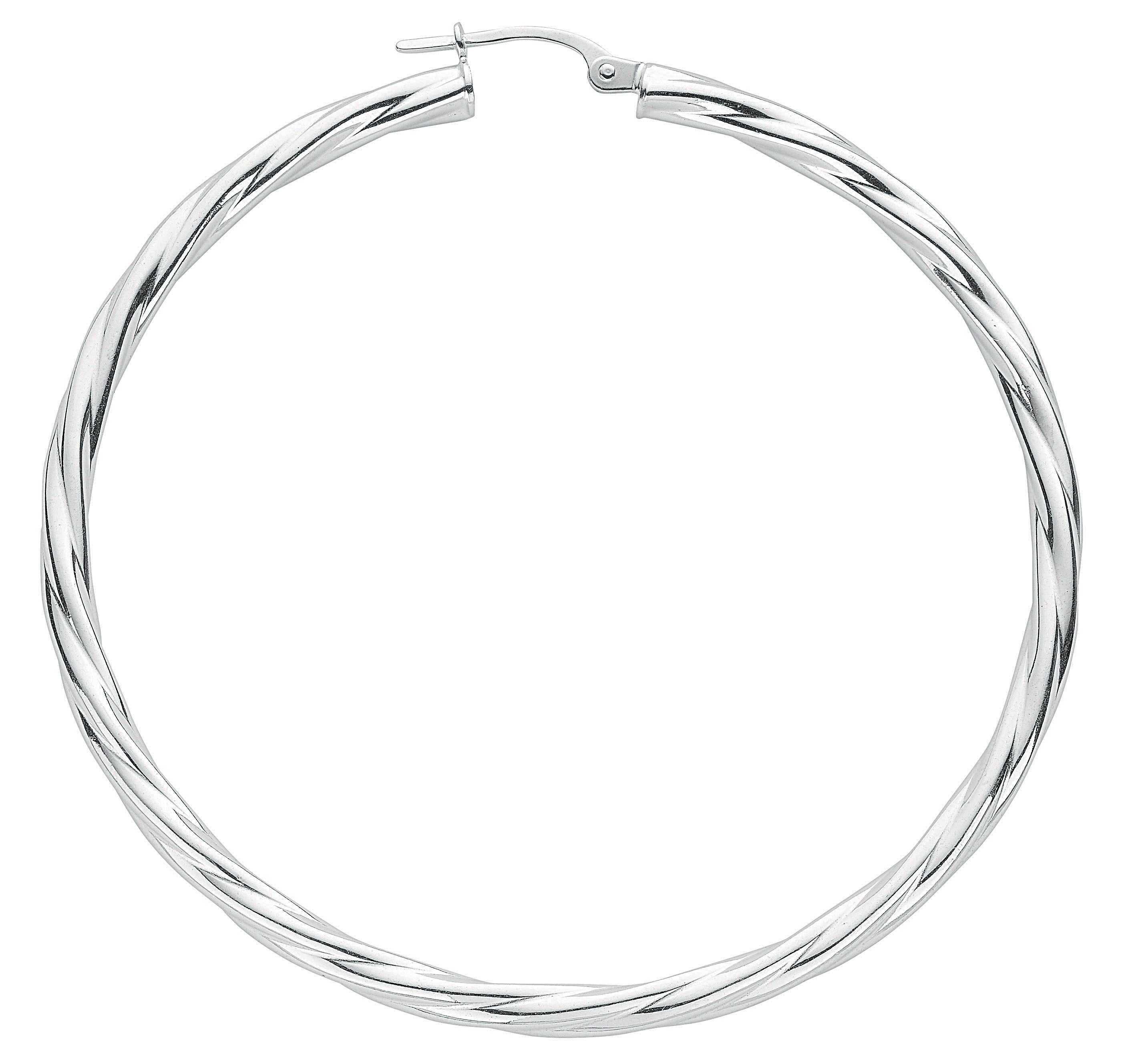 925 Sterling Silver 56mm Twisted Large Hoop Earrings