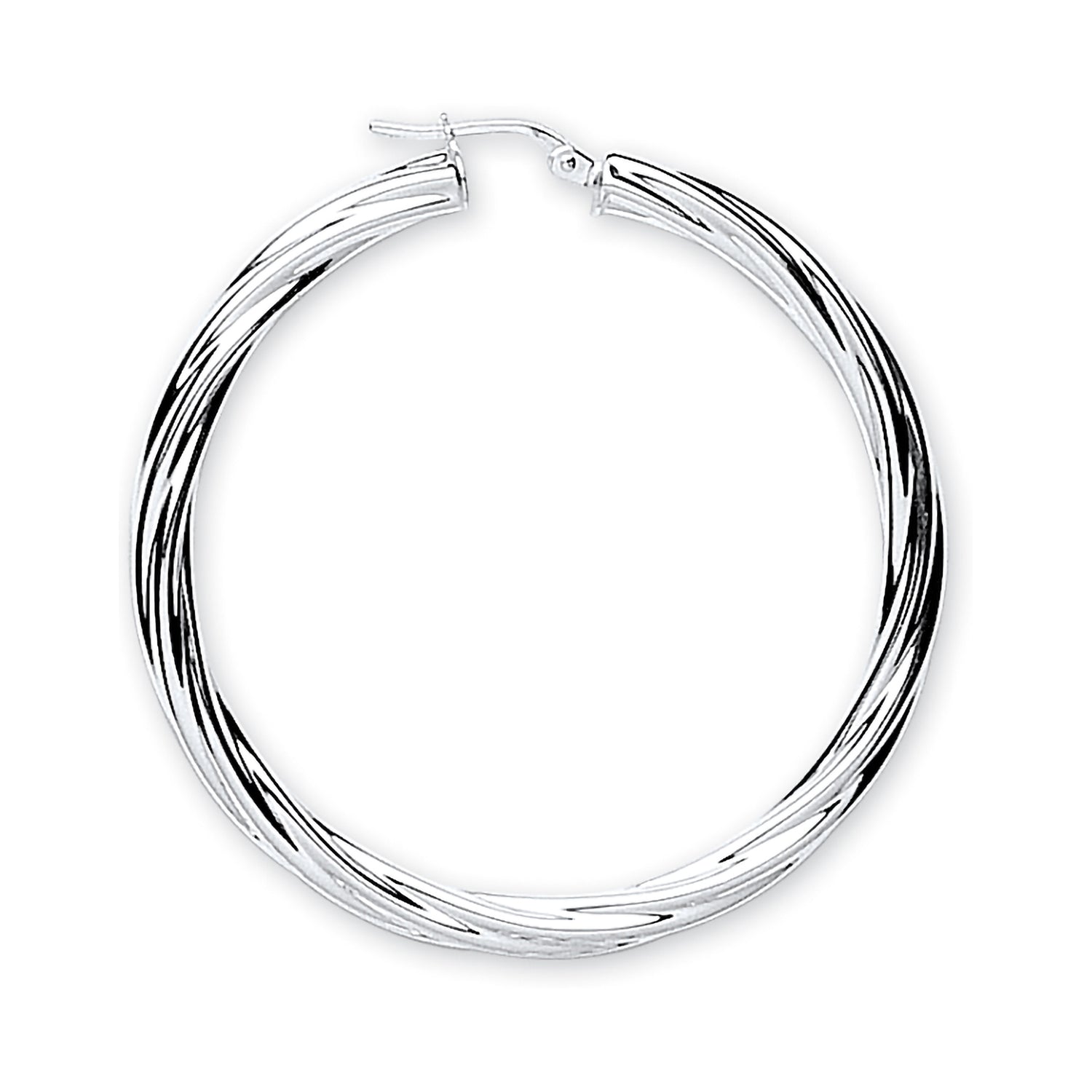 925 Sterling Silver 48mm Twisted Hoop Earrings