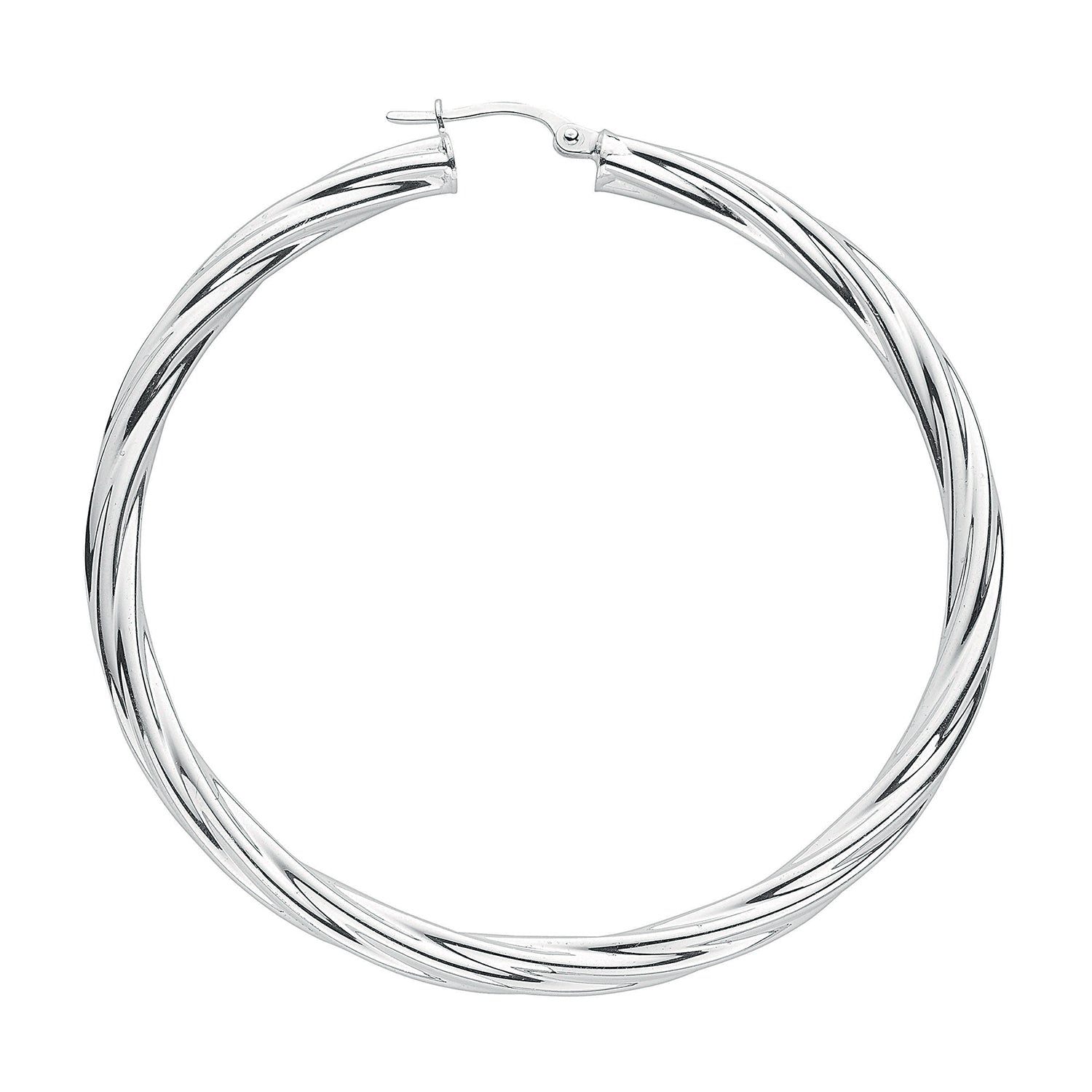 925 Sterling Silver 58mm Twisted Hoop Earrings