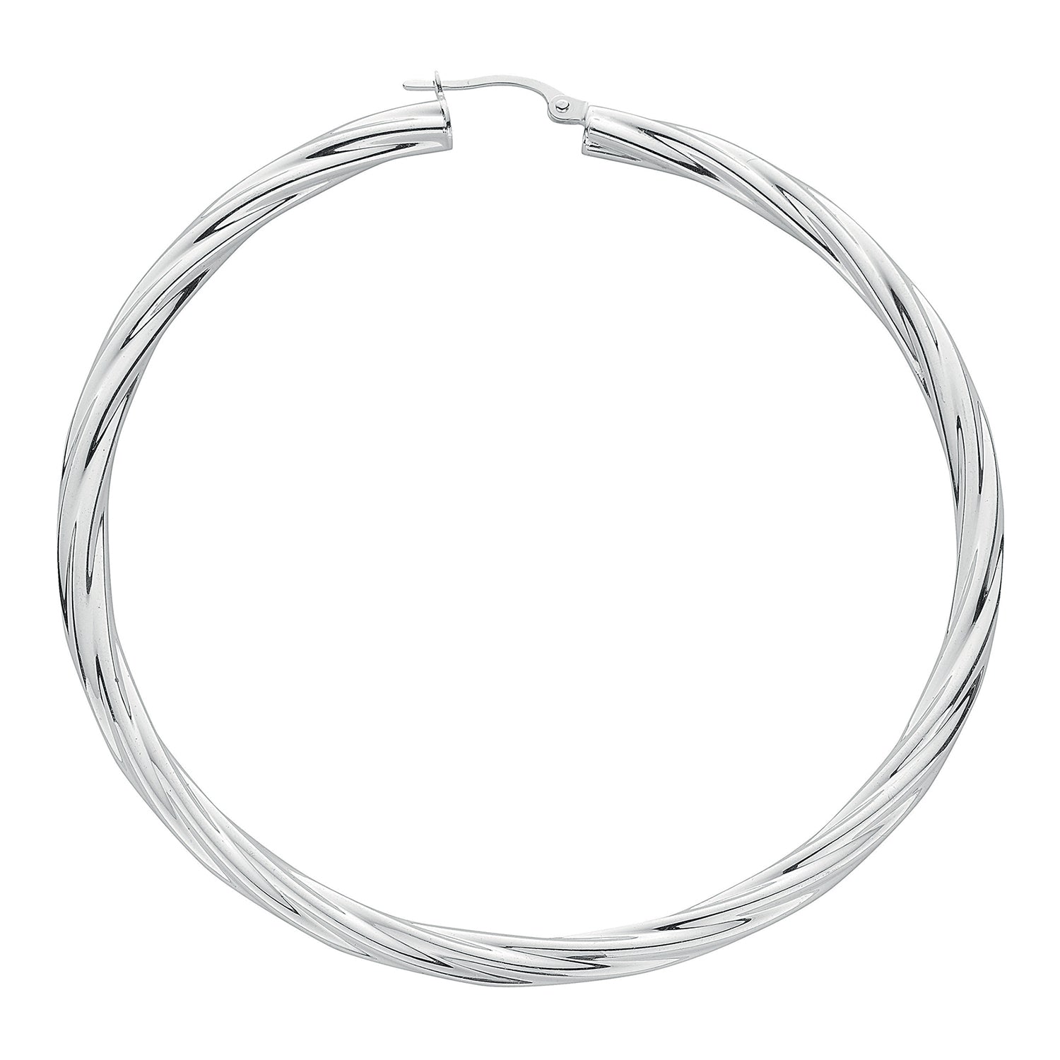 925 Sterling Silver 68mm Twisted Hoop Earrings