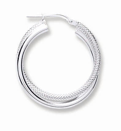 925 Sterling Silver 28mm Double Hoop Earrings