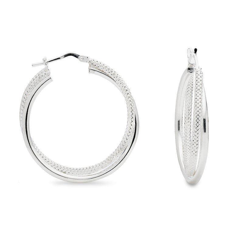 925 Sterling Silver Double Hoop Earrings