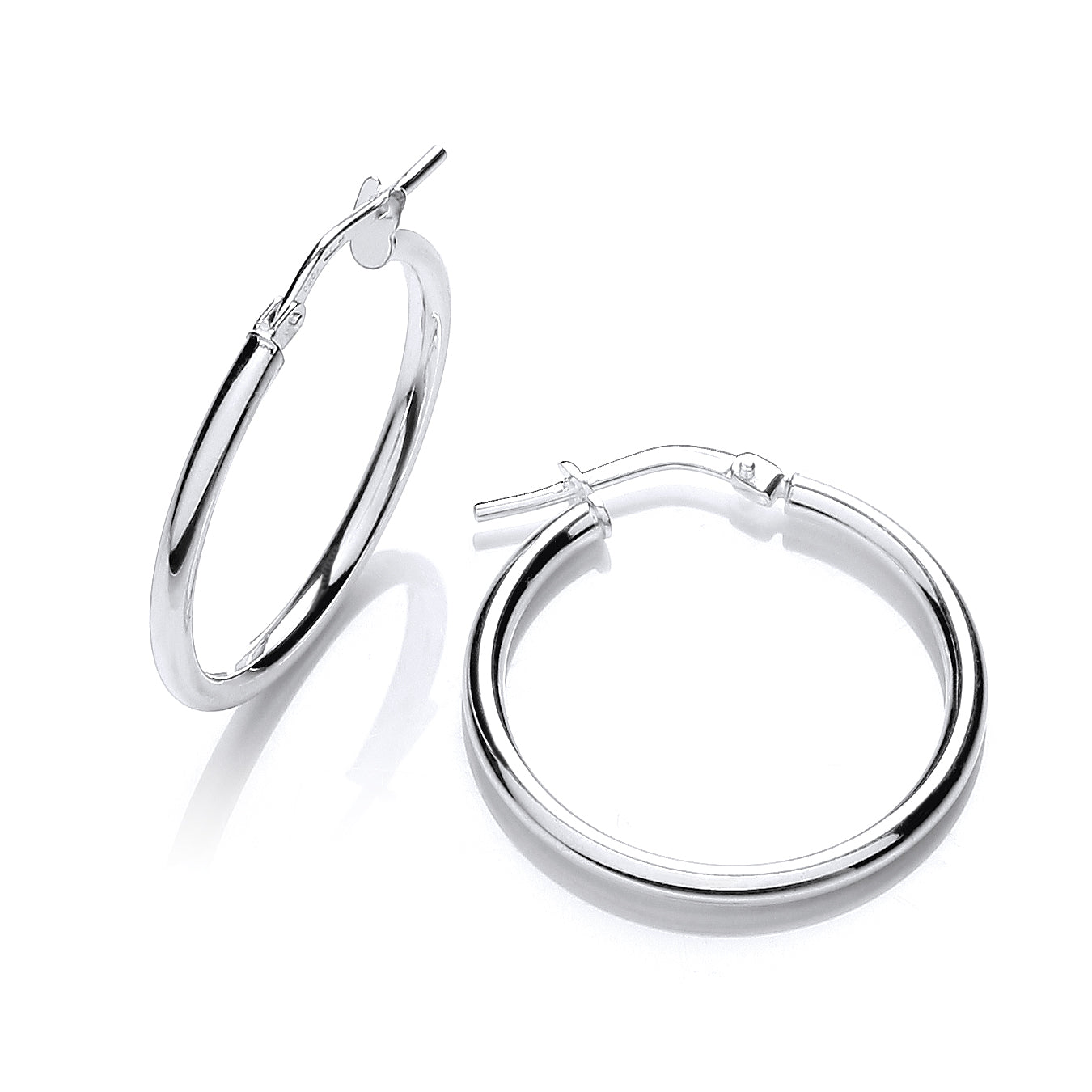 925 Sterling Silver Round Tube Hoop Earrings