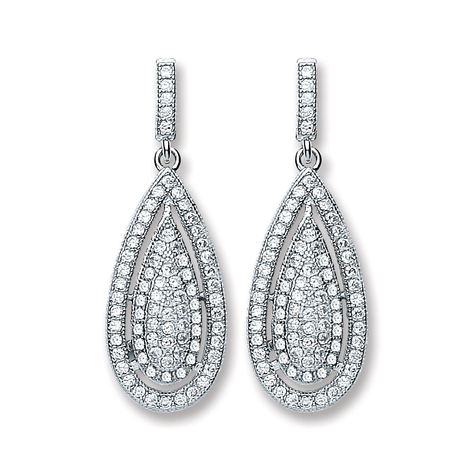 925 SterlingSilver Pear Shape Fancy Drop Earrings