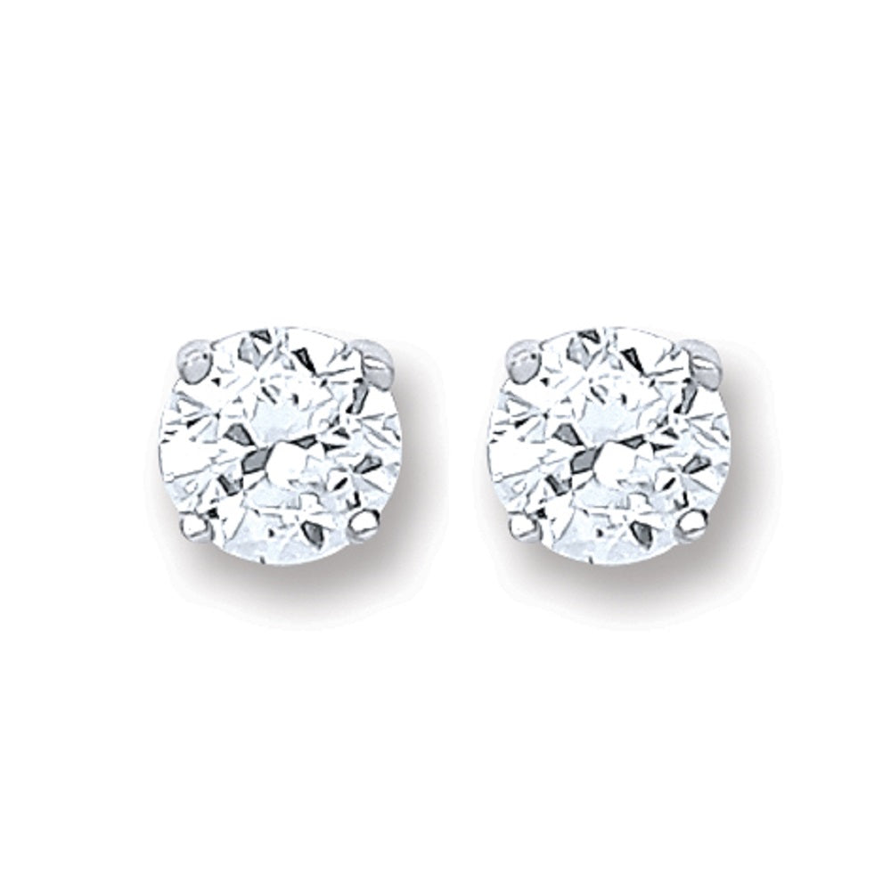 925 Sterling Silver Round Brilliant Cut Cubic Zirconia 4mm Stud