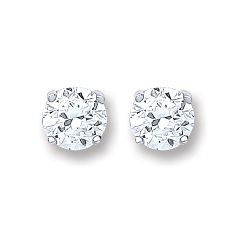 925 Sterling Silver Round Brilliant Cut Cz 6mm Stud