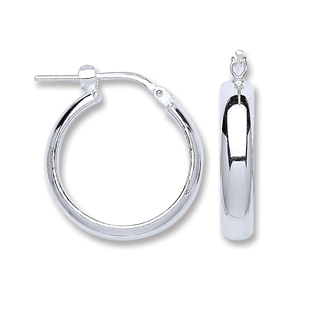 925 Sterling Silver D-Shape Hoop Earrings