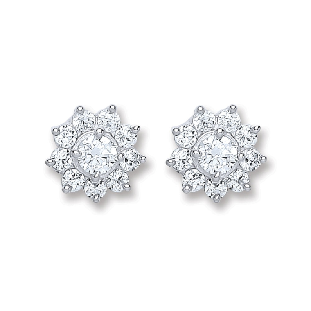 925 Sterling Silver Cubic Zirconia Cluster Stud Earrings