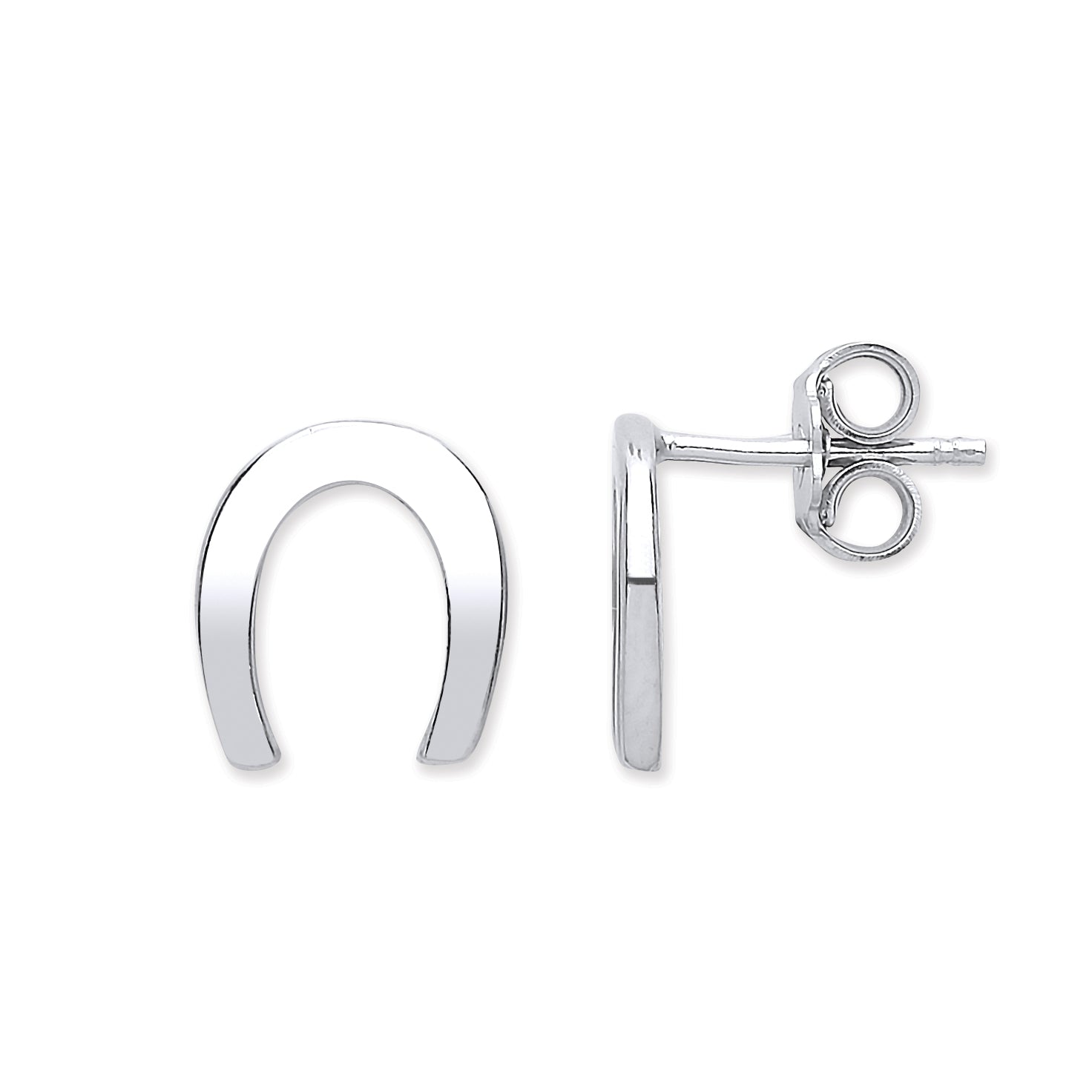 925 Sterling Silver Lucky Horseshoe Stud Earrings