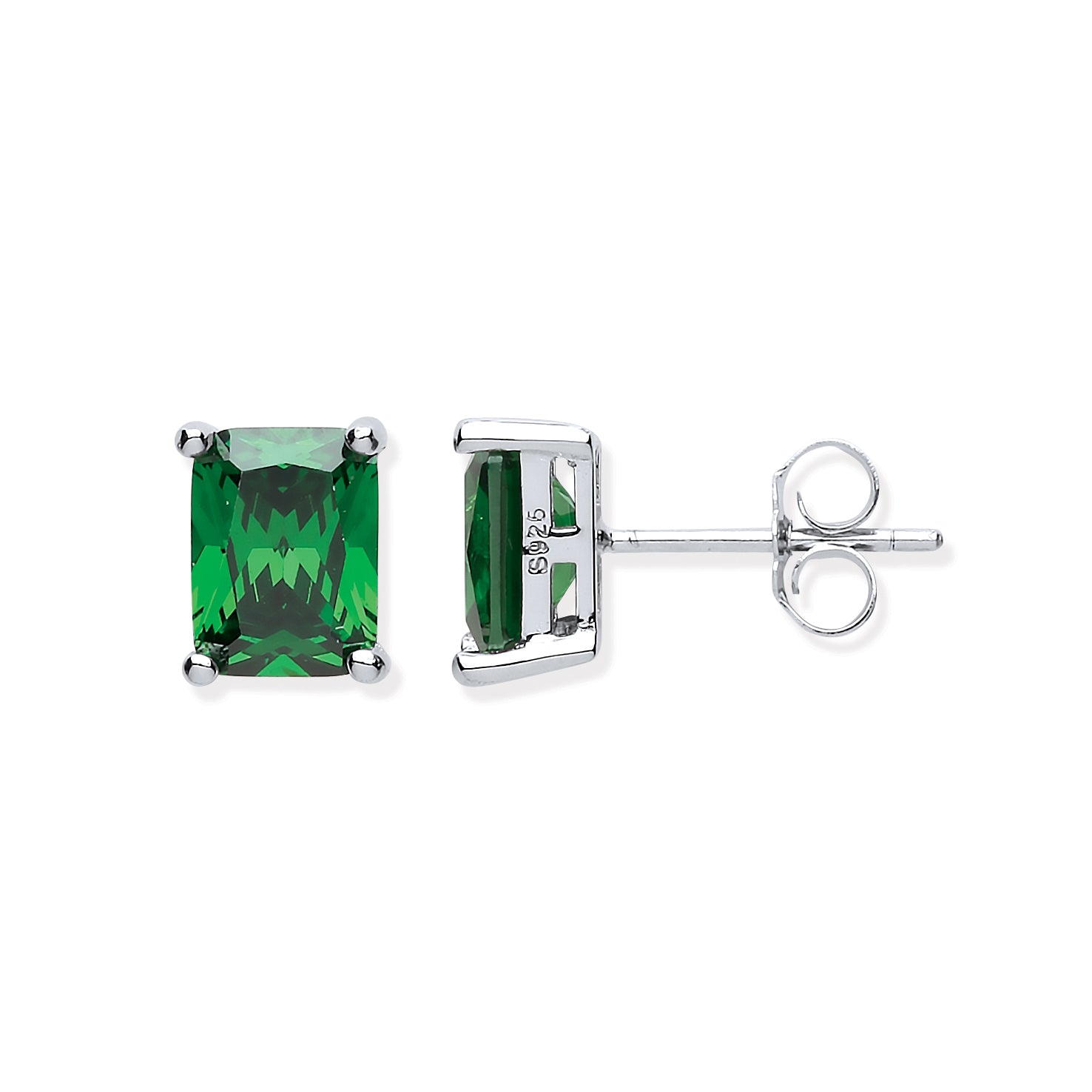 925 Sterling Silver Emerald Cz Studs