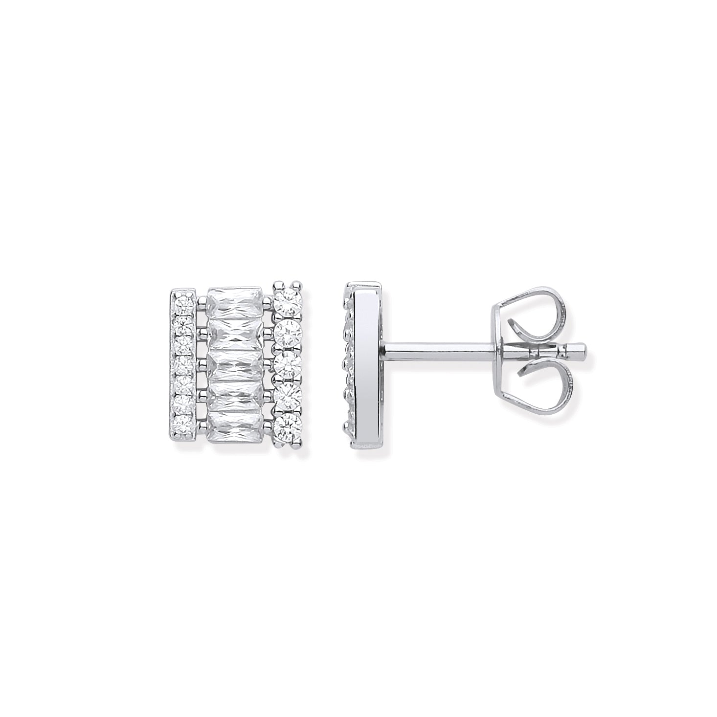 925 Sterling Silver Asymmetric Stud Earrings