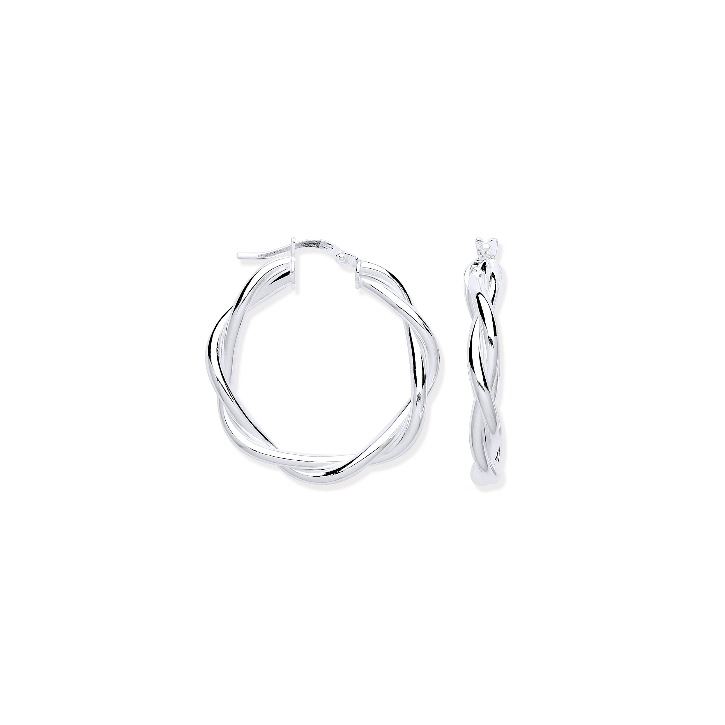 925 Sterling Silver 25mm Twist Hoop Earrings