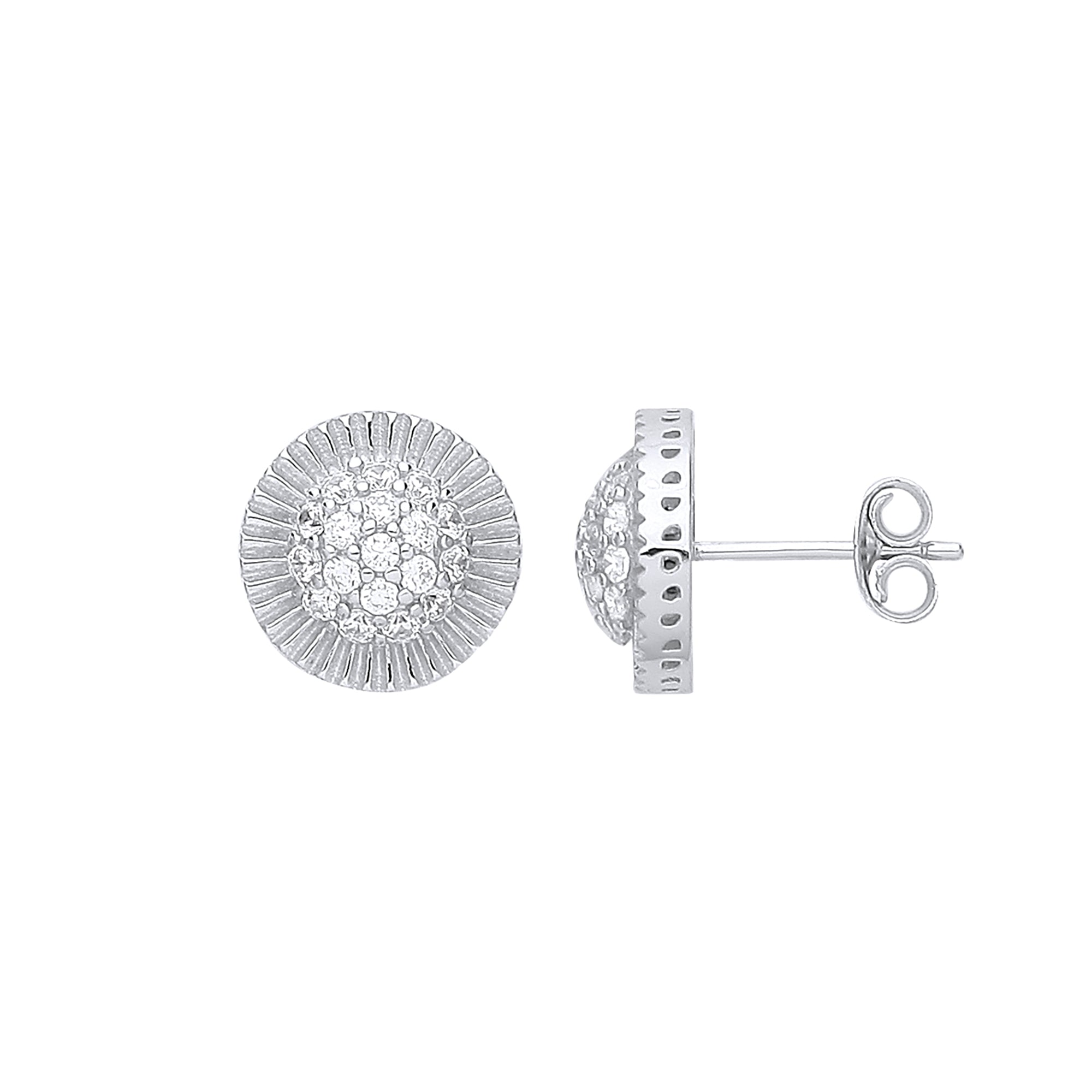 925 Sterling Silver Style Round 11mm Stud Cubic Zirconia Earrings