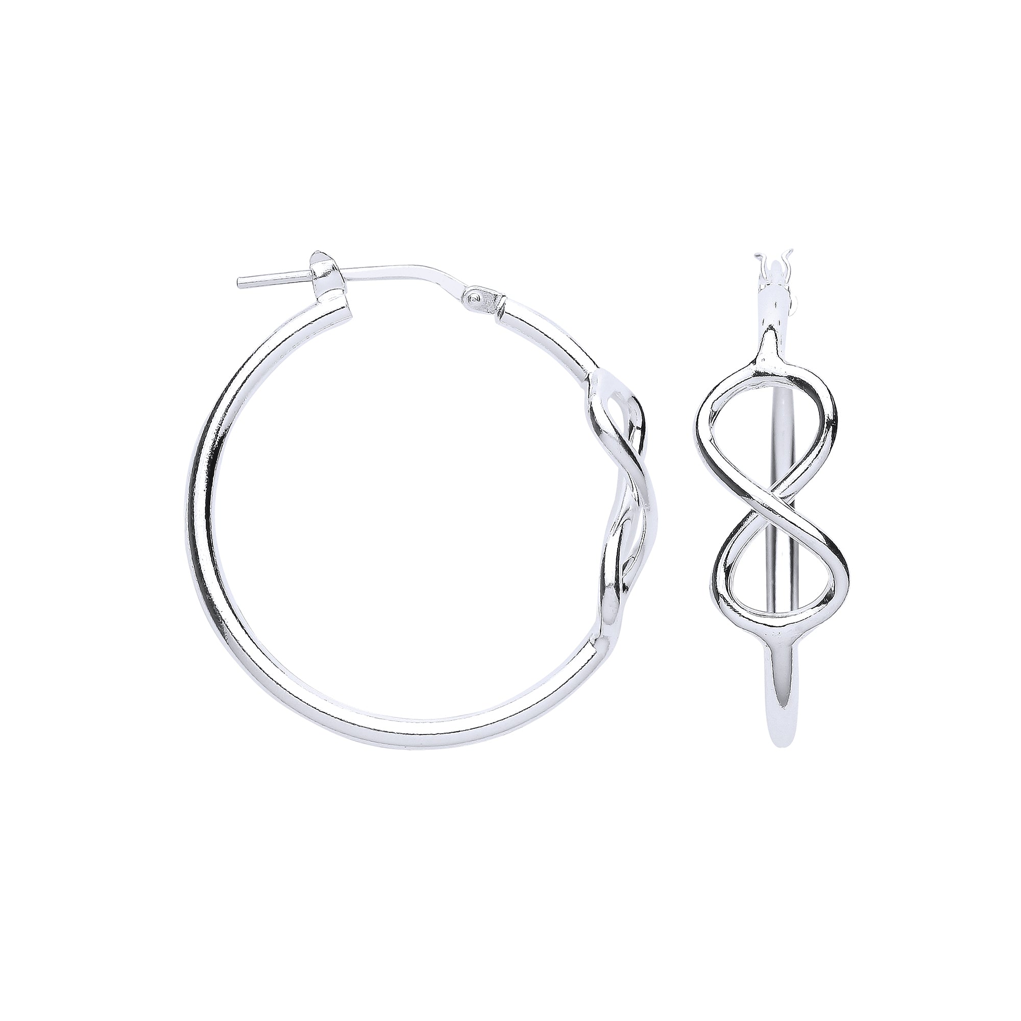 925 Sterling Silver Infinity 28mm Hoop Earrings