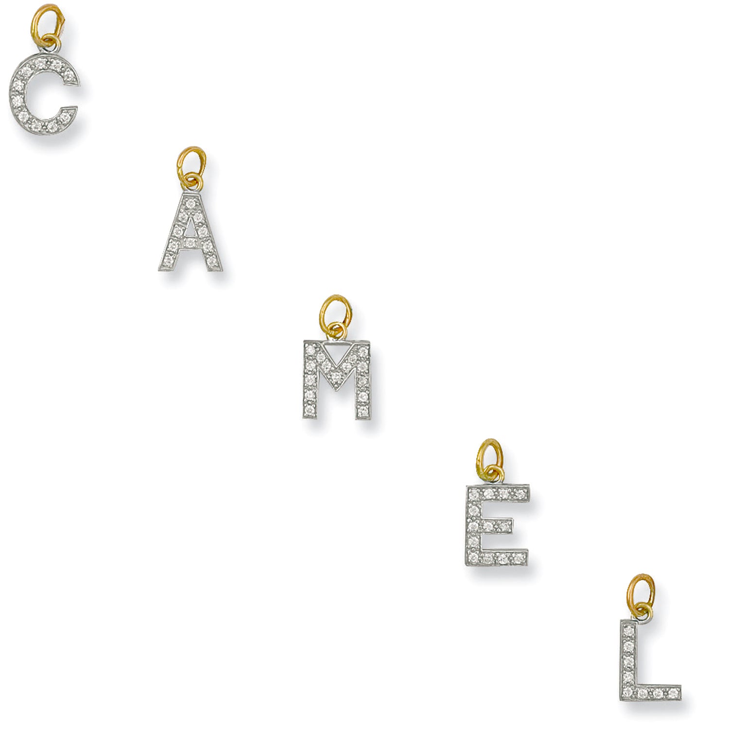 9ct Yellow Gold Small Cubic Zirconia Initial Pendants