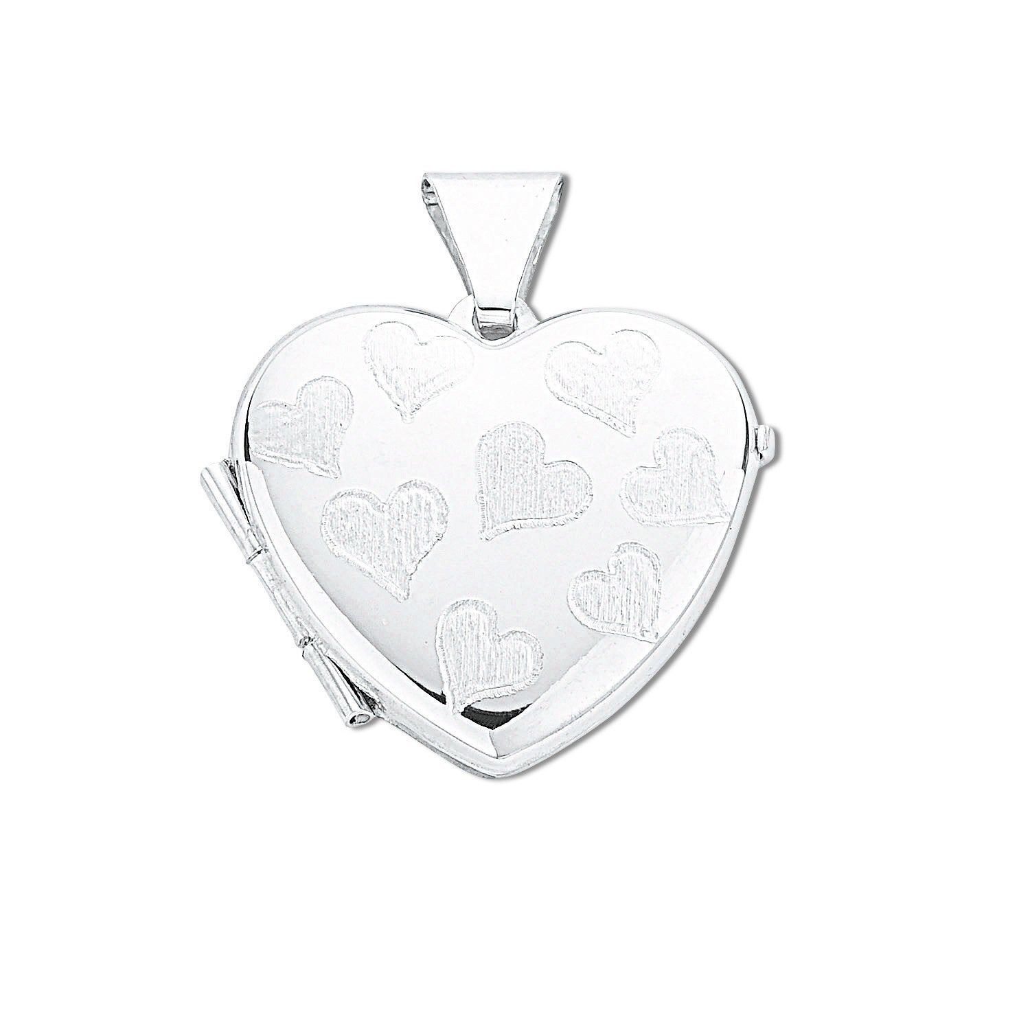 925 Sterling Silver Small Engraved Heart Shaped Locket with Chain