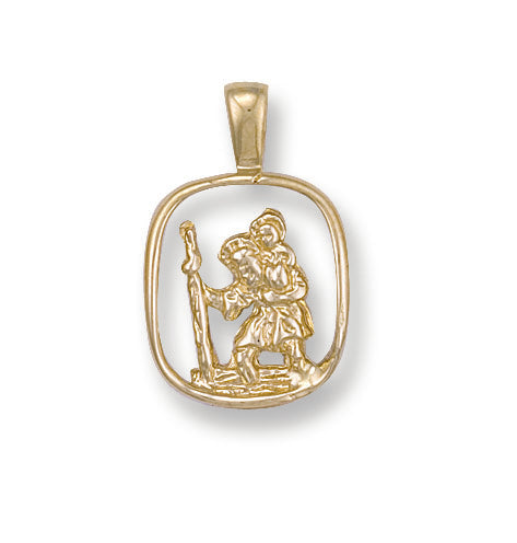 9ct Yellow Gold Cut Out St Christopher Pendant