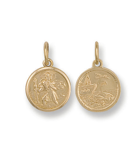 9ct Yellow Gold Double Sided St Christopher Pendant