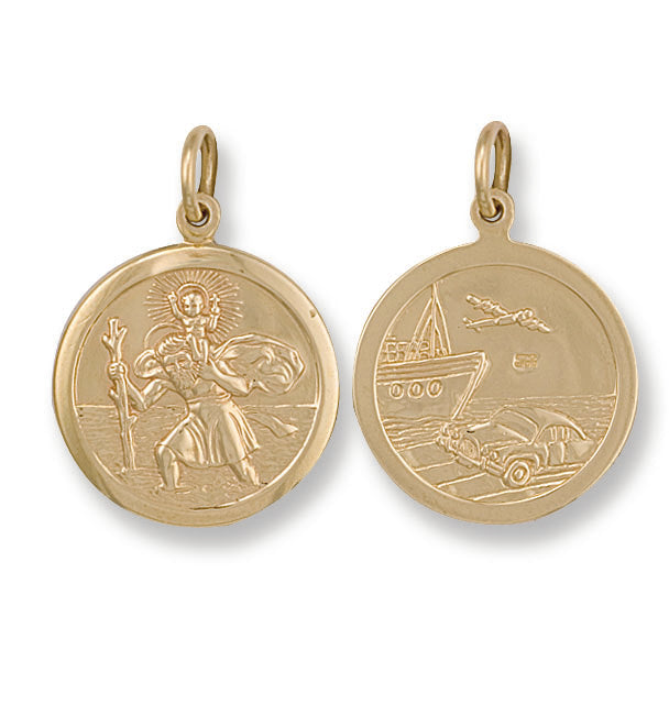 9ct Yellow Gold Double Sided St Christopher Pendant