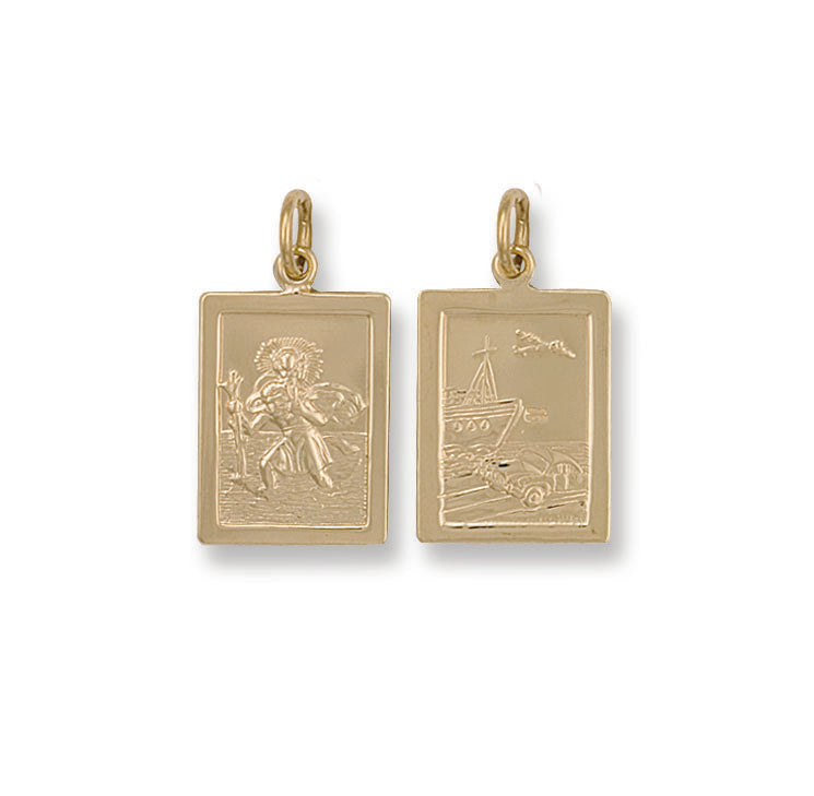 9ct Yellow Gold Rectangular Shaped St Christopher Pendant