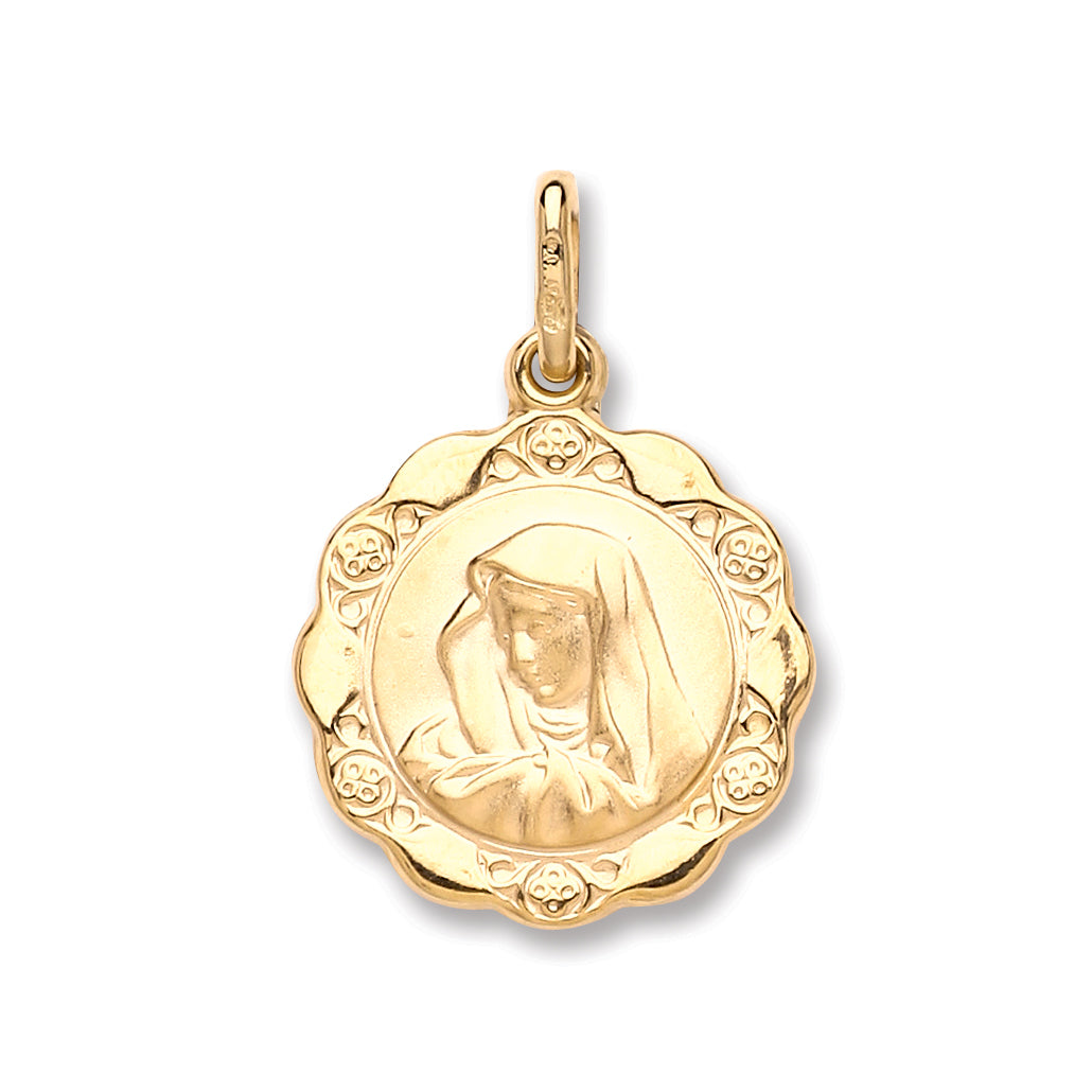 9ct Yellow Gold Hollow Madonna Pendant