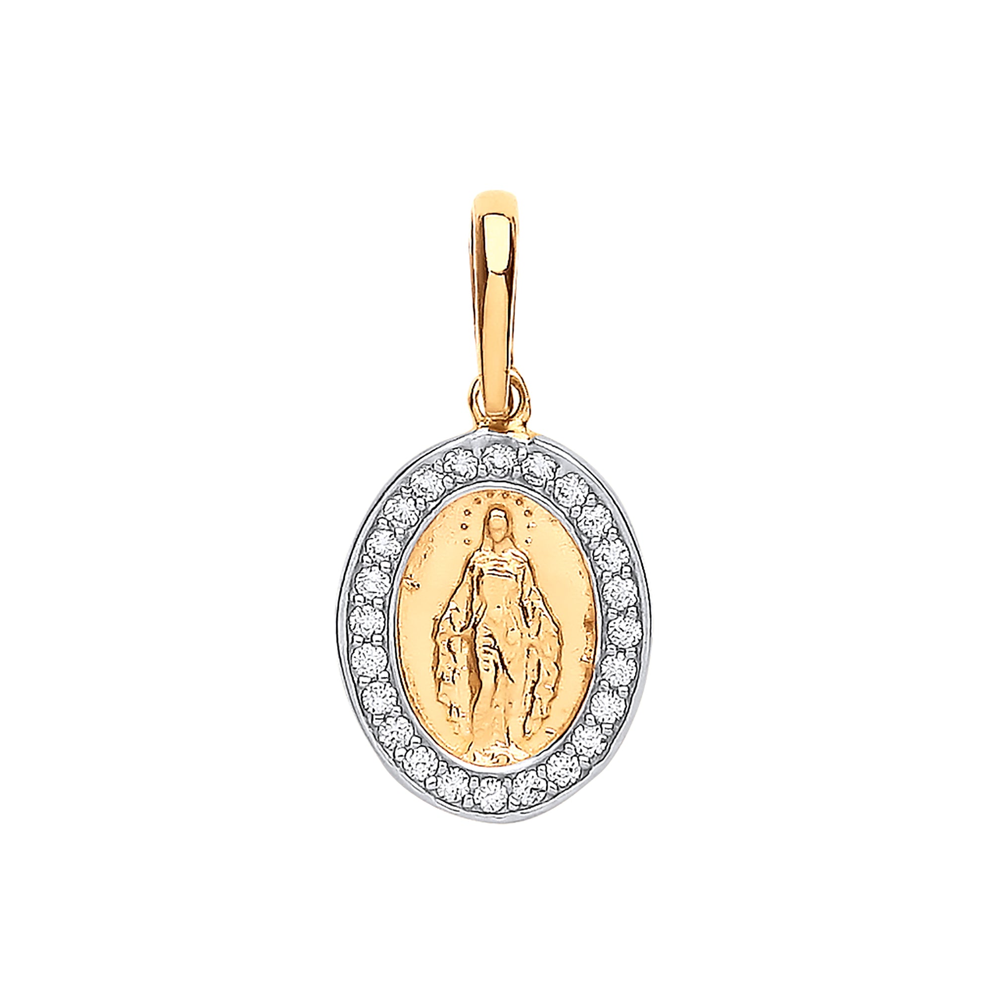 9ct Yellow Gold Miraculous Medallion Cubic Zirconia Pendant