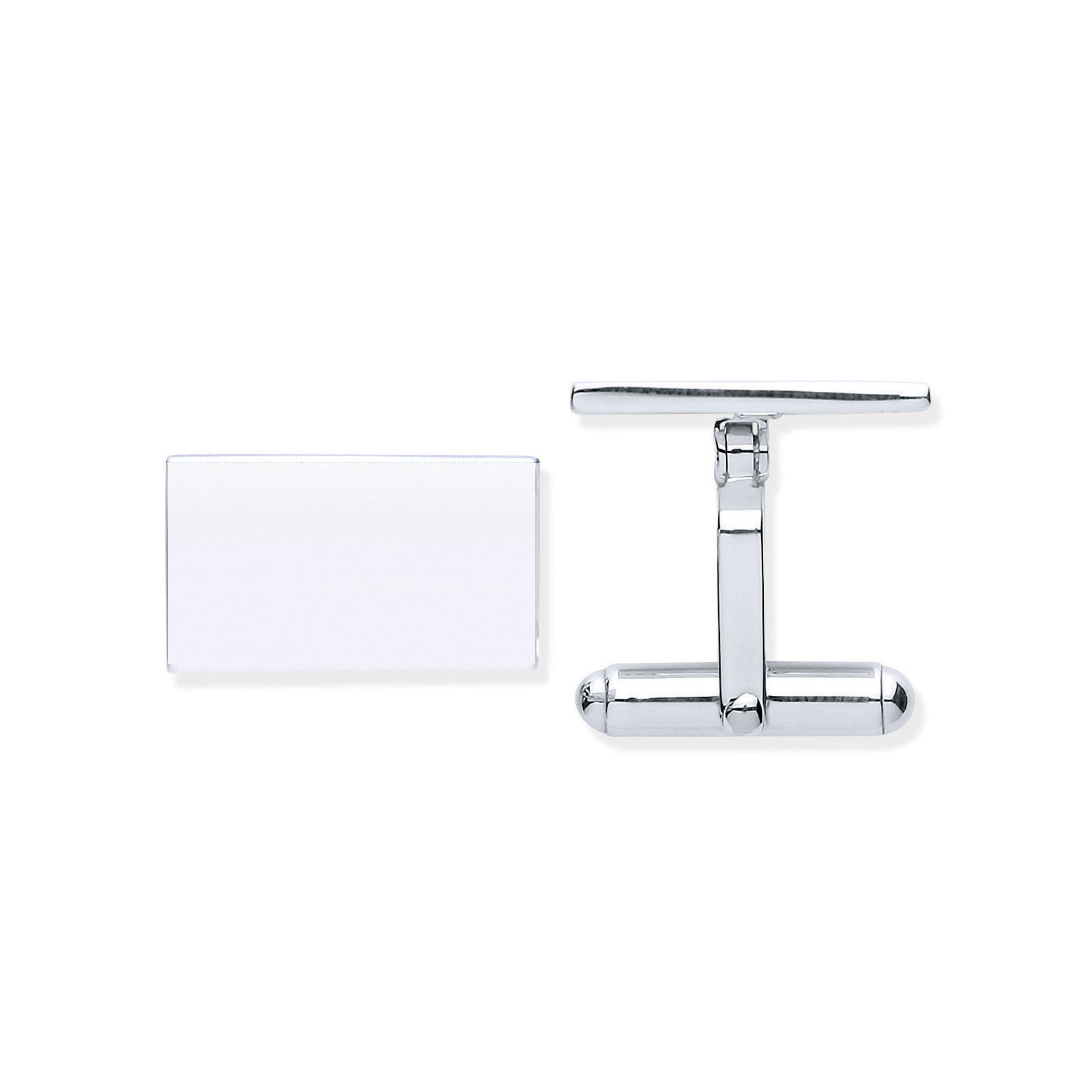 925 Sterling Silver Plain Rectangle Cufflinks