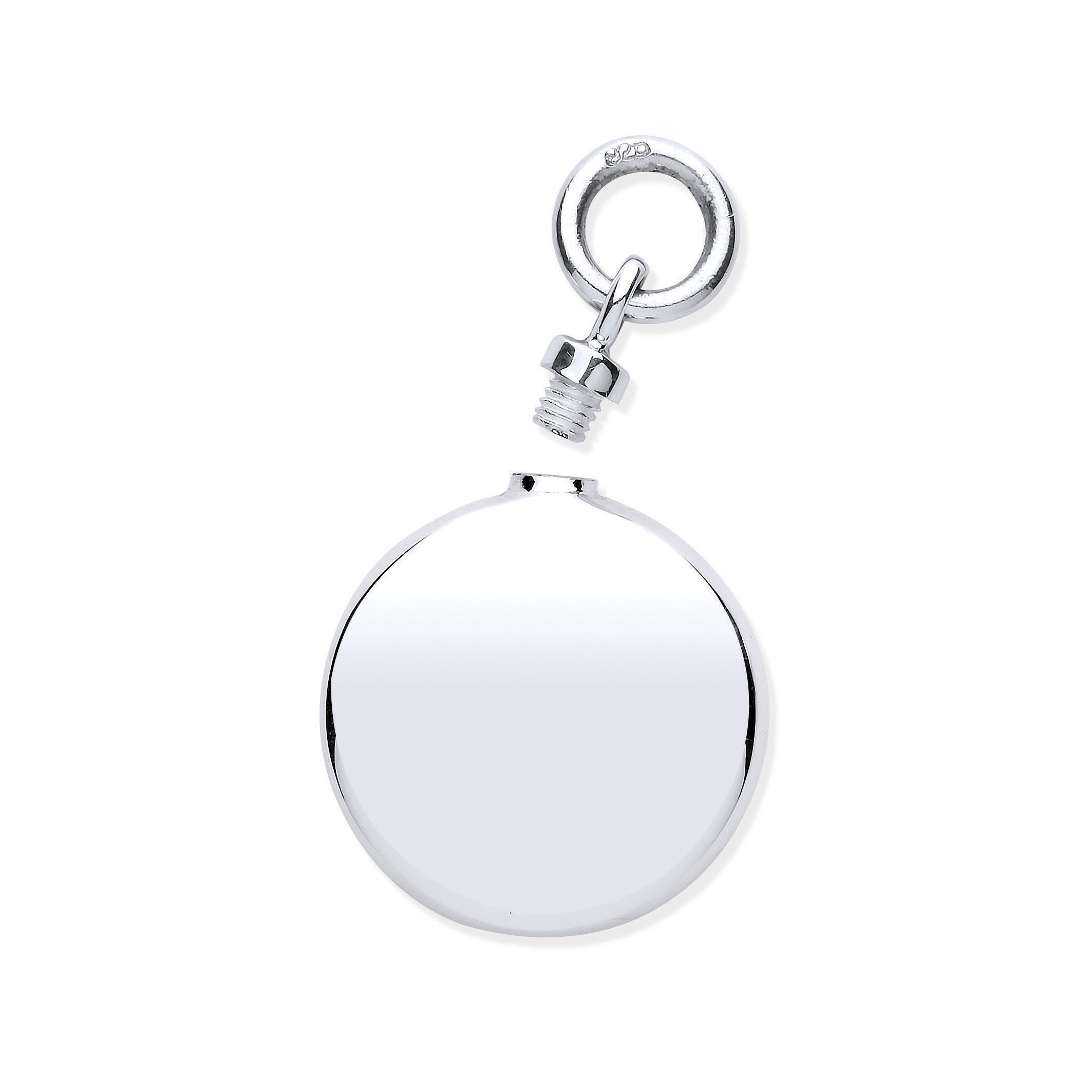 925 Sterling Silver Perfume/Ashes Round Holder Pendant with Chain