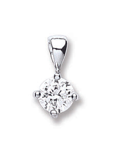 925 Sterling Silver Claw Set Cz Single Stone Pendant with Chain