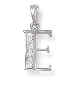 925 Sterling Silver Channel Set Cz Initial Pendant with 18" Chain