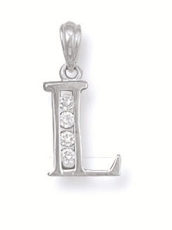 925 Sterling Silver Channel Set Cz Initial Pendant with 18" Chain