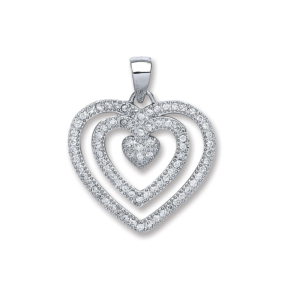 925 Sterling Silver Fancy Heart Cz Pendant with 18" Chain