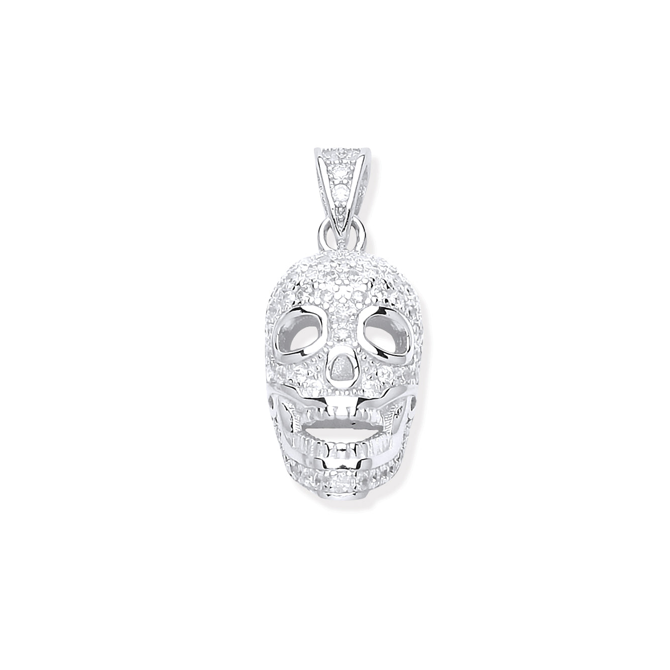 925 Sterling Silver Cz Skull Pendant with Chain