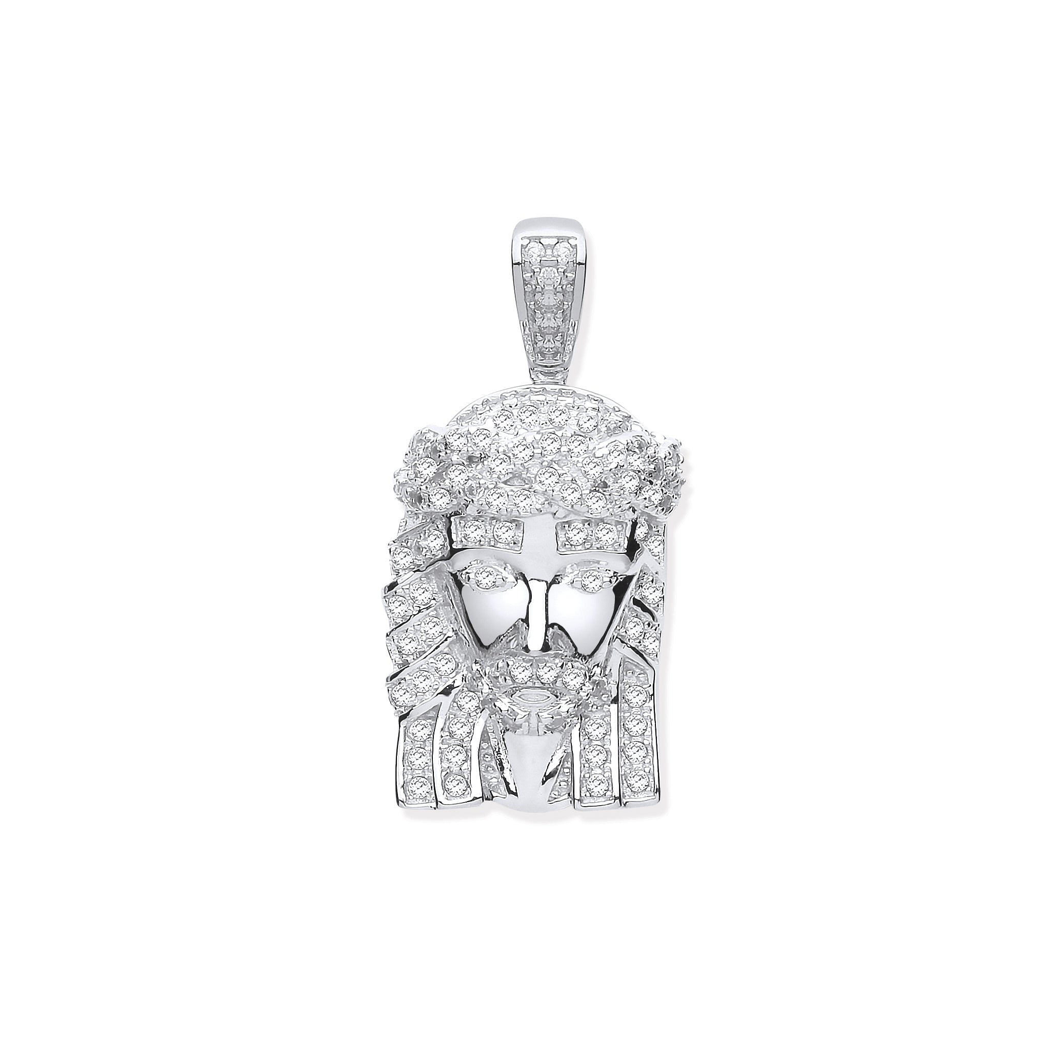 925 Sterling Silver Cz Jesus Pendant with Chain