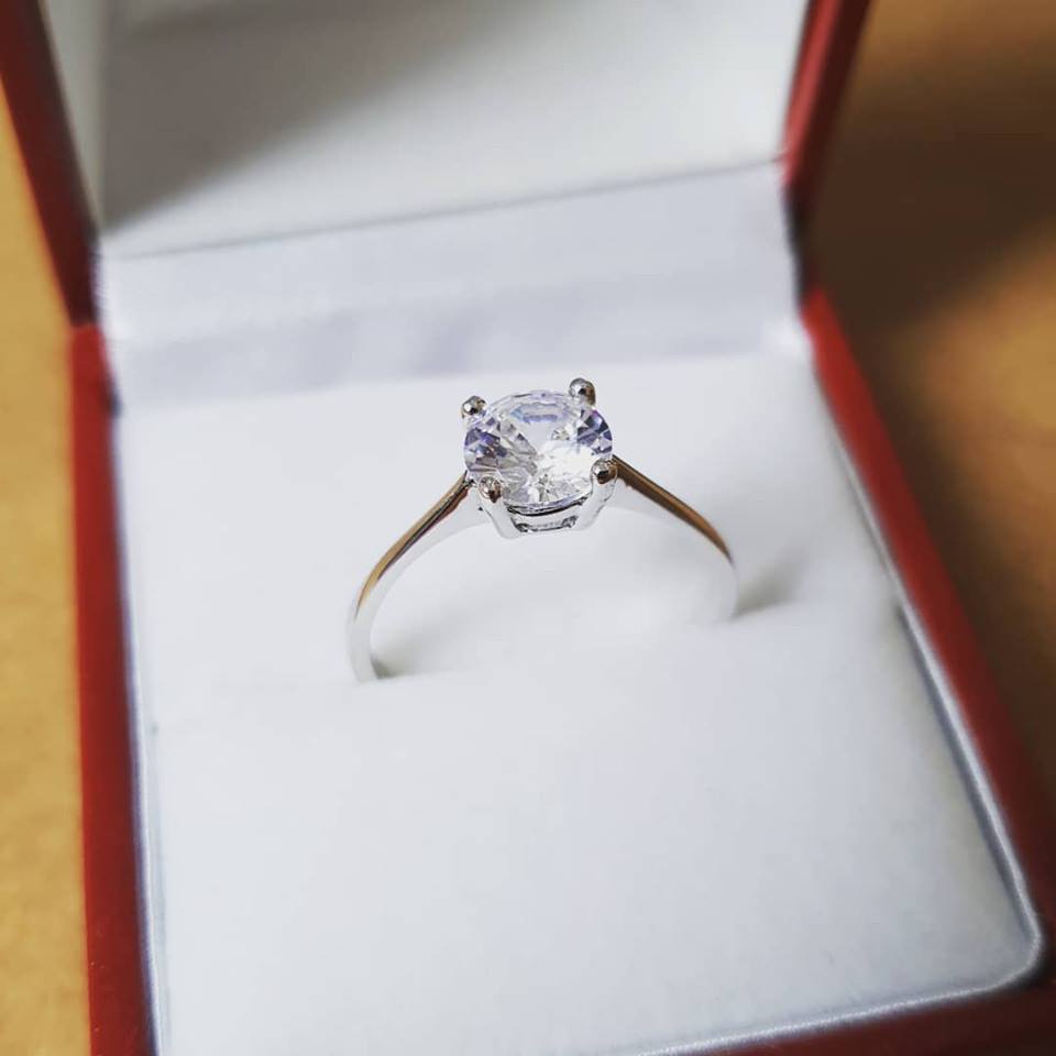 925 Sterling Silver Claw Set Cz Solitaire Ring