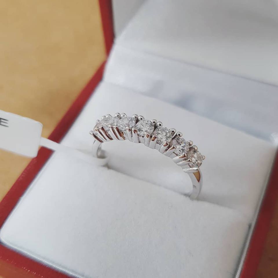 925 Sterling Silver Claw Set Cz Half Eternity Ring