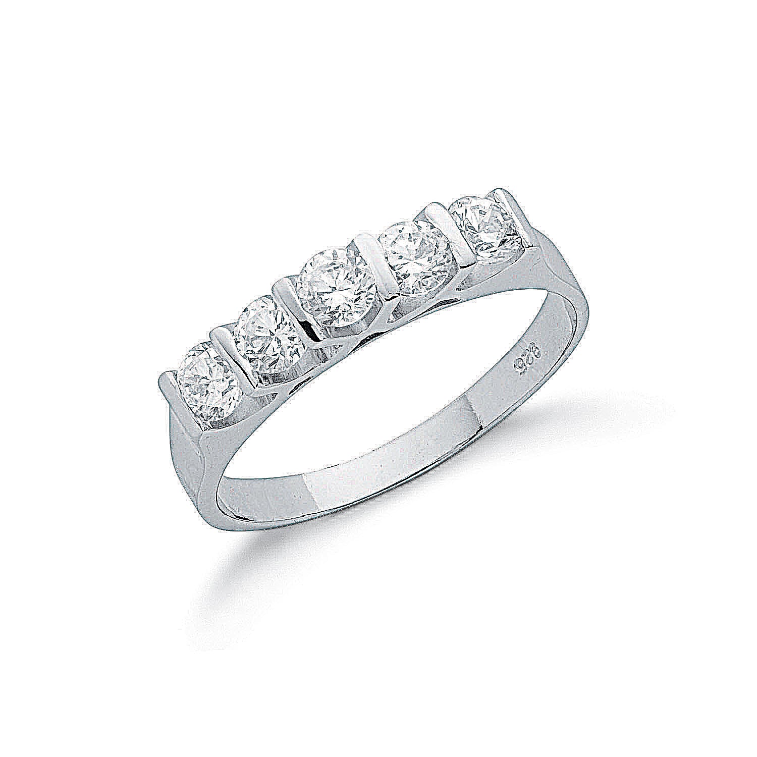 925 Sterling Silver Fancy Cz Half Eternity Ring