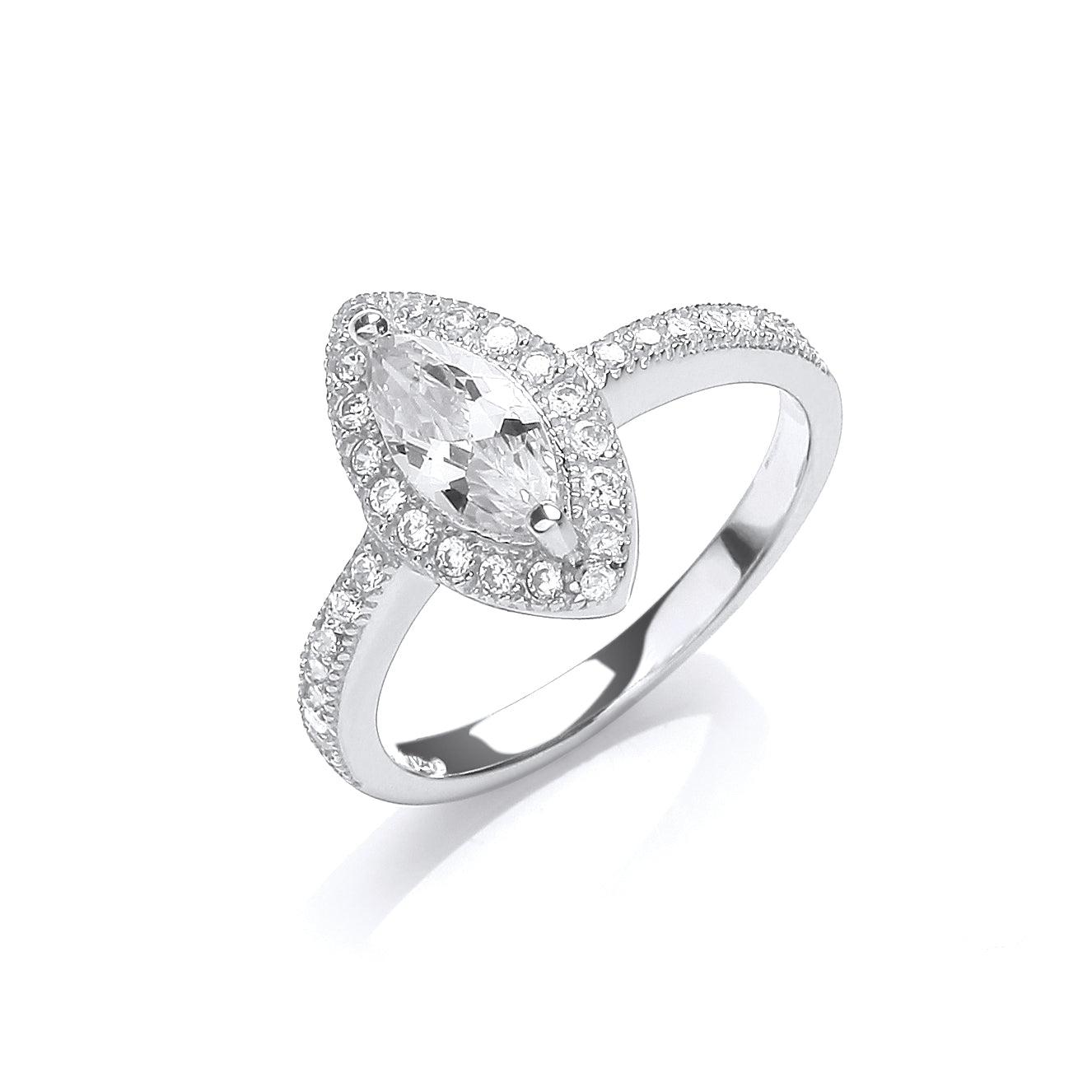 925 Sterling Silver Marquise Cut Cz Ring