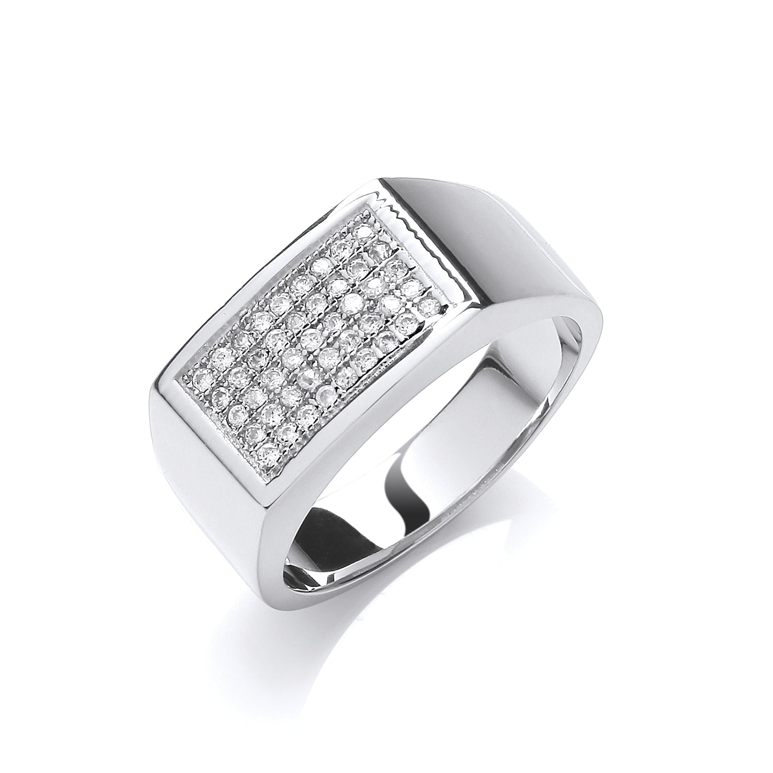 925 Sterling Silver Micro-Pave Cz Gents Ring