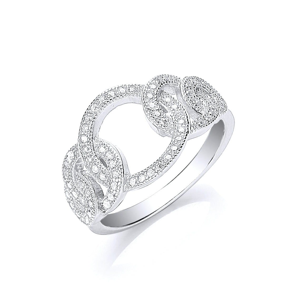 925 Sterling Silver Interlink Cz Ring