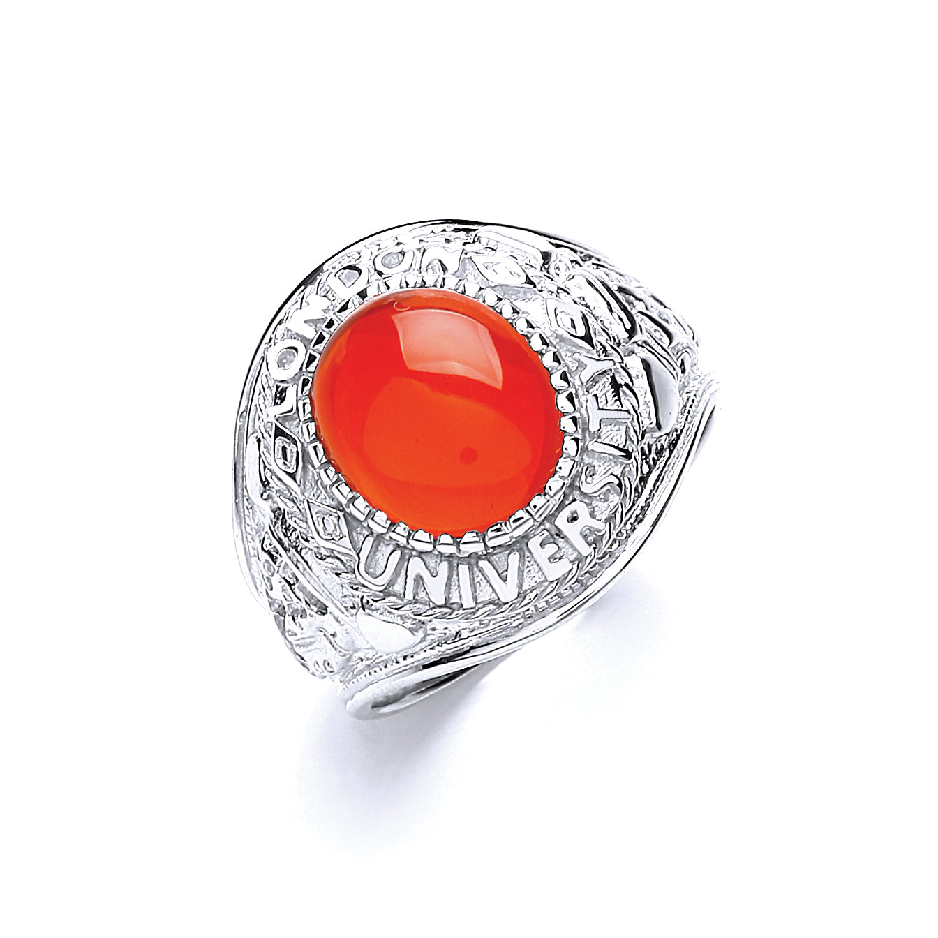 925 Sterling Silver Gents Red Stone College Ring