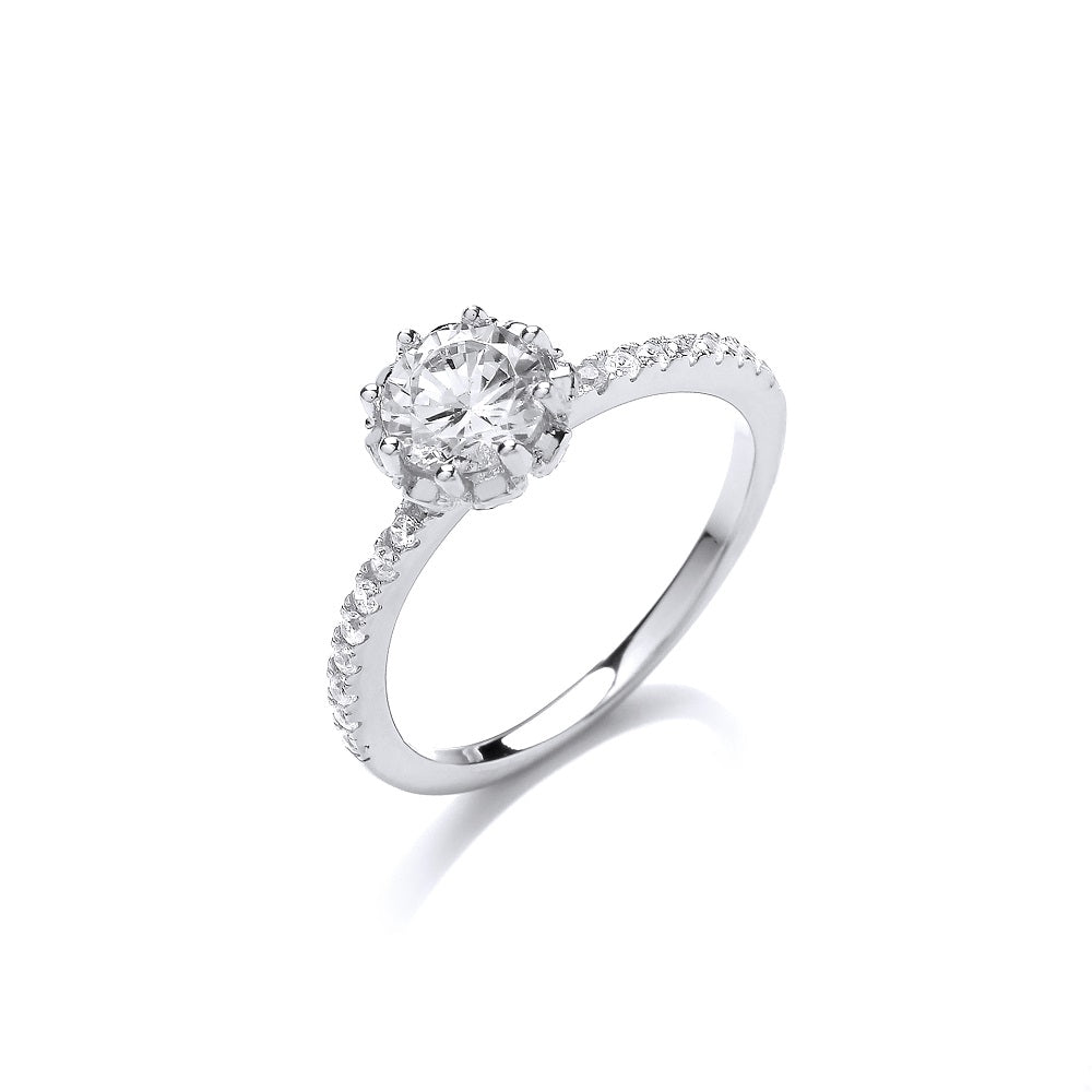 925 Sterling Silver 1ct Cz Vintage Solitare Ring