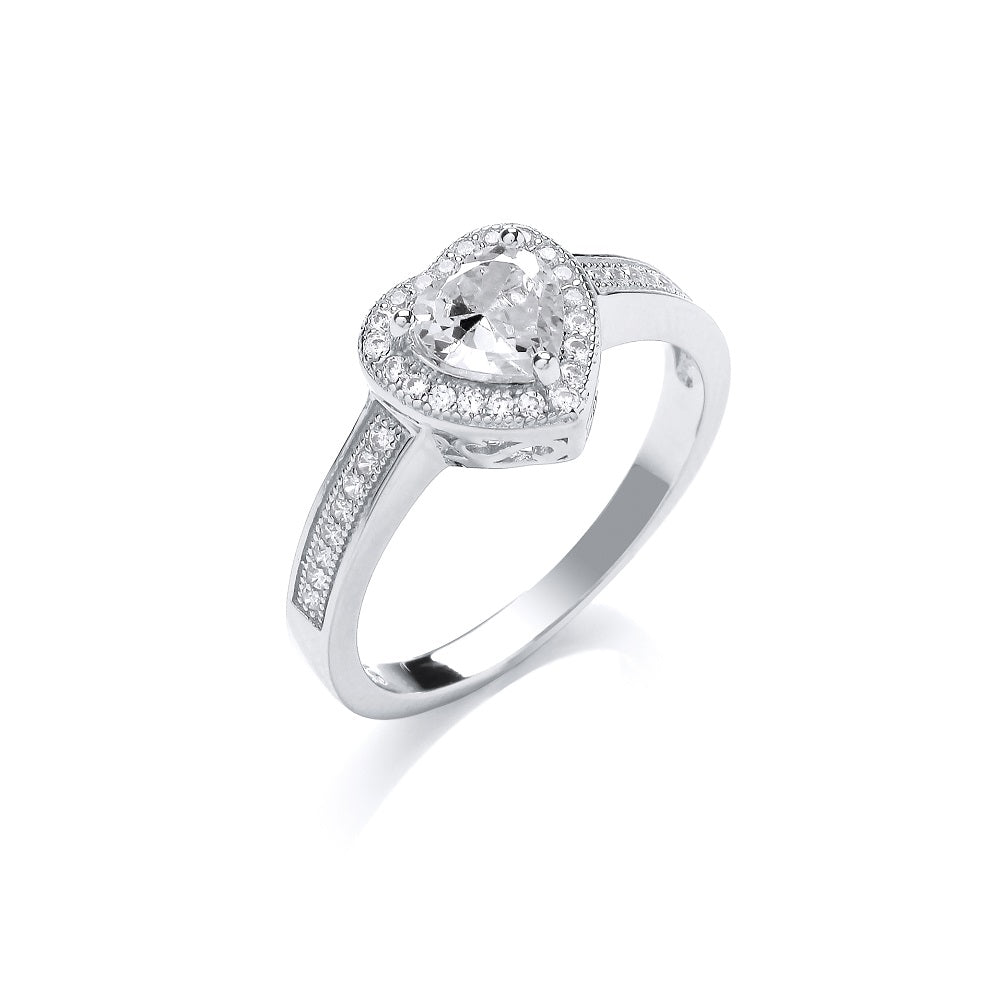 925 Sterling Silver Cz Heart Solitaire Ring