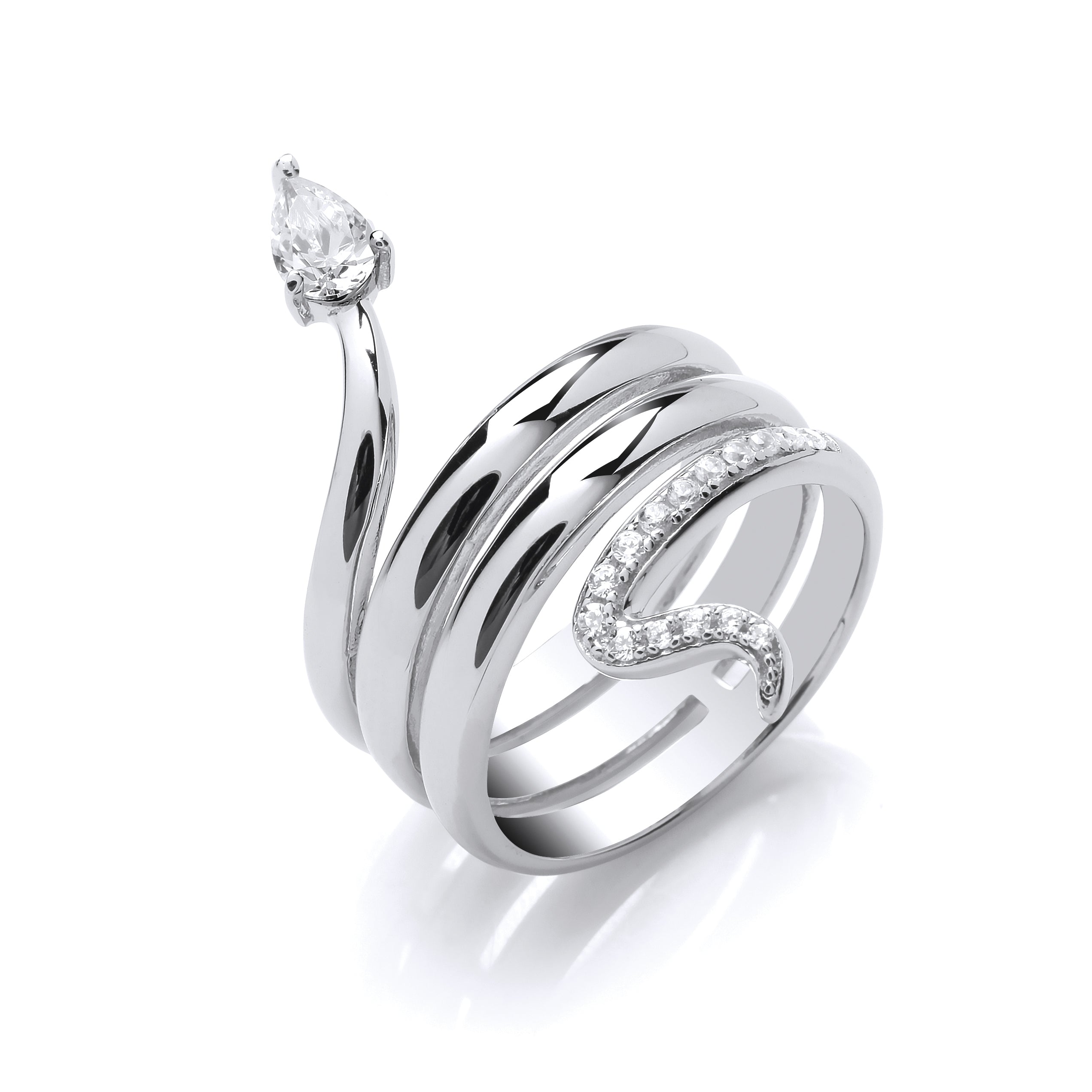 925 Sterling Silver Cz Snake Ring