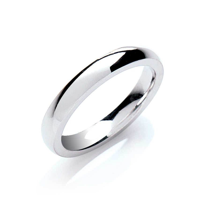 925 Sterling Silver 3mm, 4mm and 5mm Court Wedding Band Ring