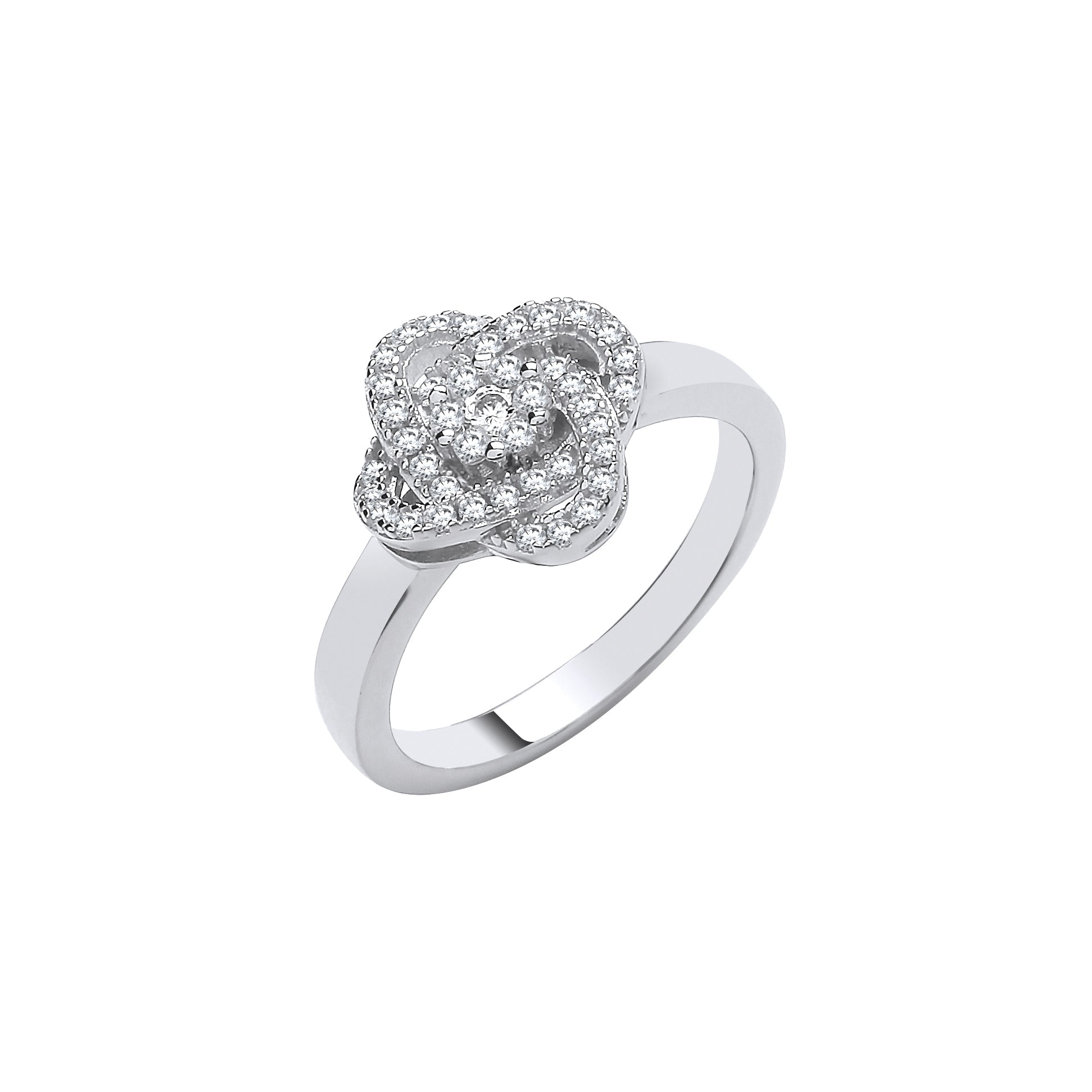 925 Sterling Silver Rose Flower Cz Ring